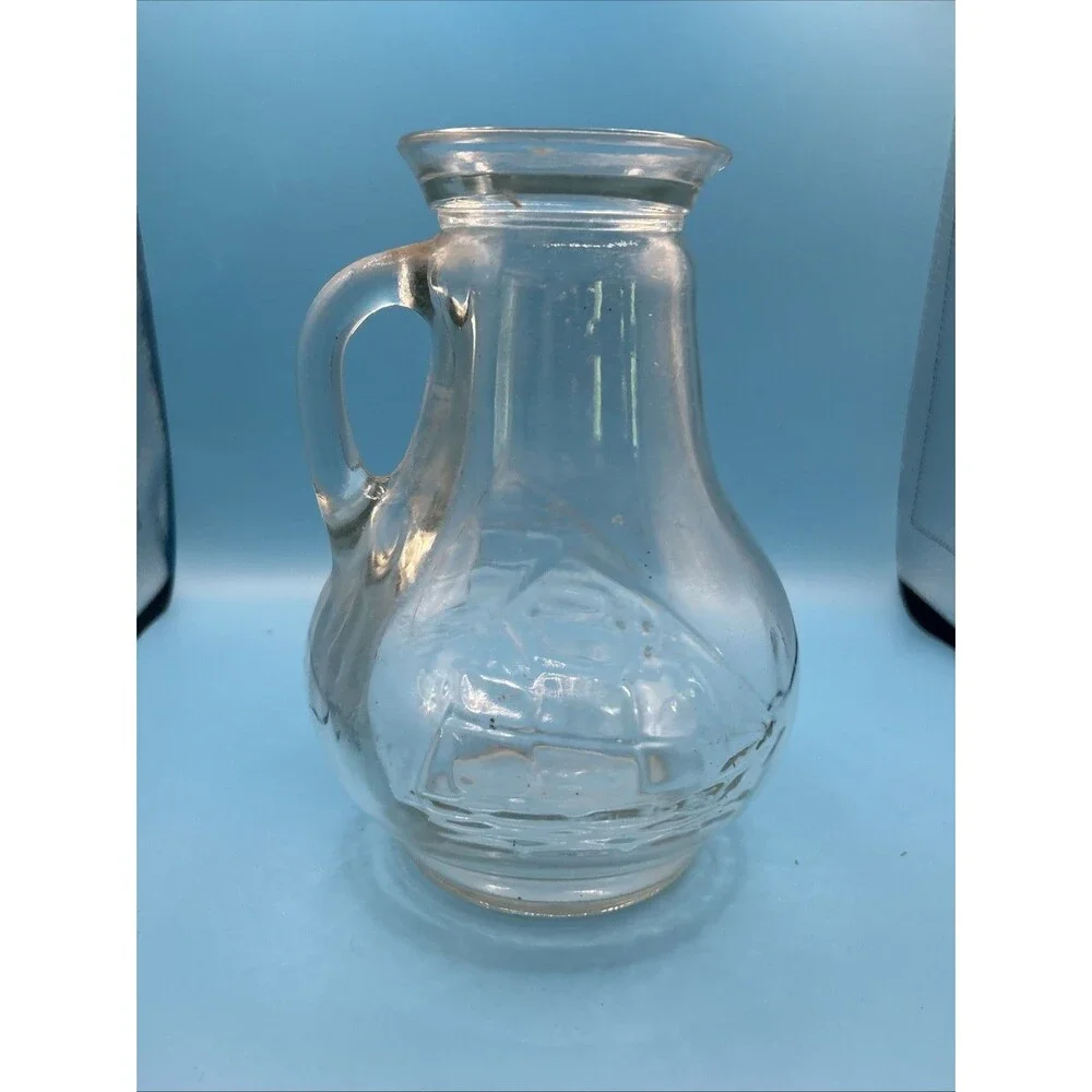 Montessori Vintage Glass Clipper Ship Pitcher 7” Pouring Vessel
